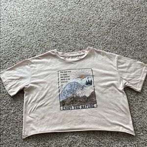 SHEIN Beige Graphic Crop Top